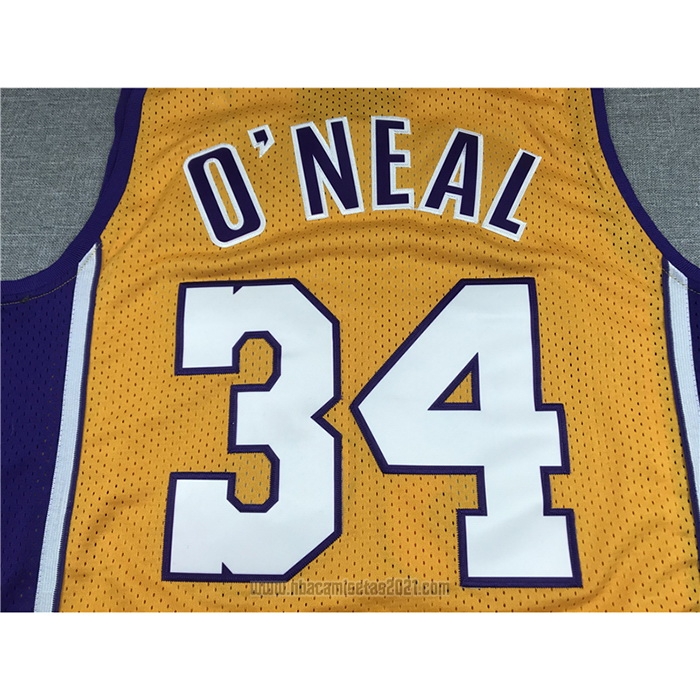 Camiseta Los Angeles Lakers Shaquille O'Neal #34 Mitchell & Ness 1999-00 Amarillo